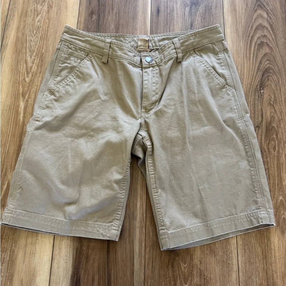 Duluth Trading Co Tan Flat Front Bermuda Shorts Women’s Size 4